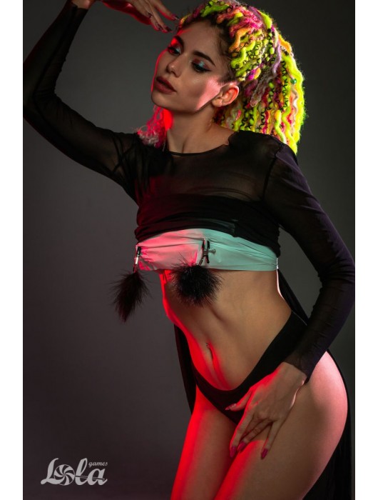 Зажимы на соски с черным пухом Euphoric - Lola Games - купить с доставкой в Тамбове