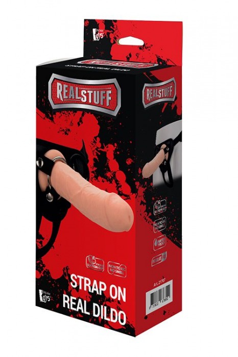 Черные трусики с телесной насадкой STRAP ON REAL DILDO - 21 см. - Dream Toys - купить с доставкой в Тамбове