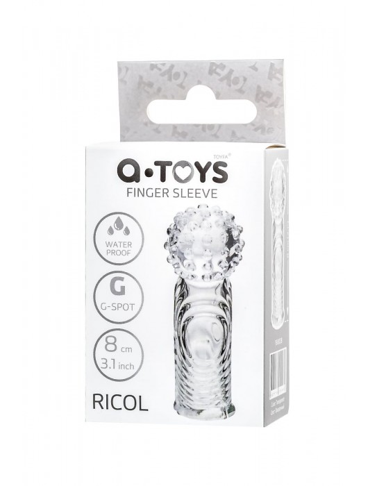 Прозрачная рельефная насадка на палец Ricol - 8 см. - A-toys