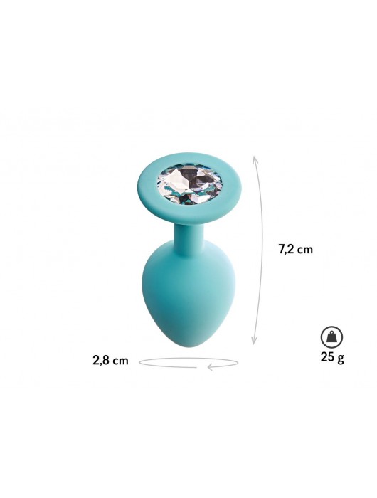 Аквамариновая анальная пробка с прозрачным кристаллом Gamma S - 7,2 см. - Le Frivole - купить с доставкой в Тамбове