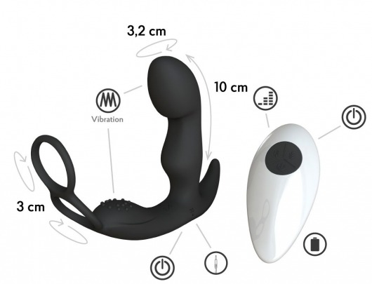 Черный вибромассажер простаты Taurus с эрекционным кольцом - Le Frivole - в Тамбове купить с доставкой