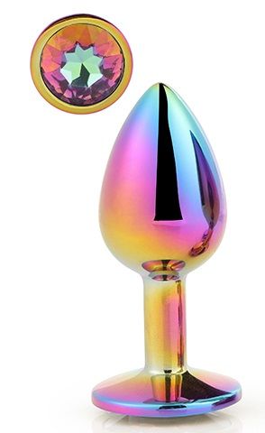 Голографическая анальная втулка с радужным кристаллом - 7,1 см. - Dream Toys - купить с доставкой в Тамбове