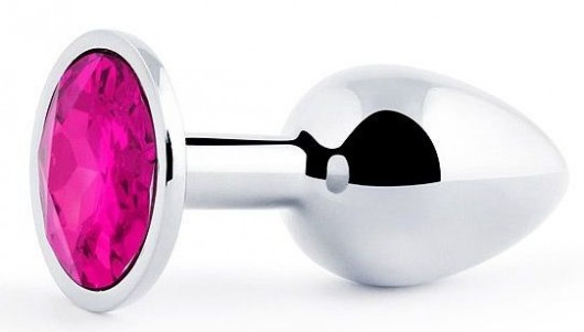 Серебристая анальная пробка с малиновым кристаллом - 7,2 см. - Anal Jewelry Plug - купить с доставкой в Тамбове