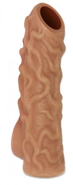 Телесная насадка с венками и открытой головкой Nude Sleeve L - 14 см. - KOKOS - в Тамбове купить с доставкой