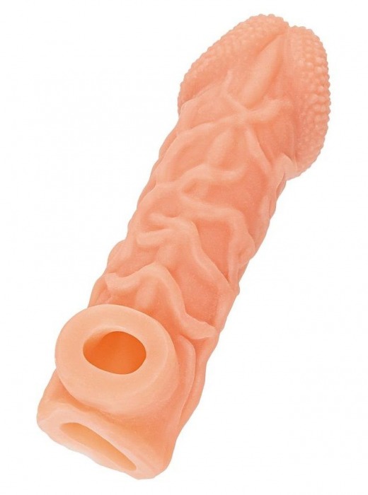 Телесная закрытая насадка с венками Cock Sleeve Size L - 17,6 см. - KOKOS - в Тамбове купить с доставкой