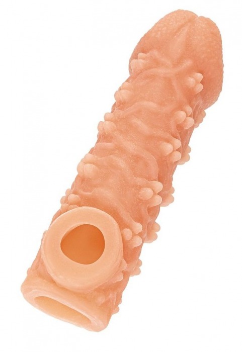Телесная закрытая насадка с пучками шишечек Cock Sleeve Size L - 17,6 см. - KOKOS - в Тамбове купить с доставкой