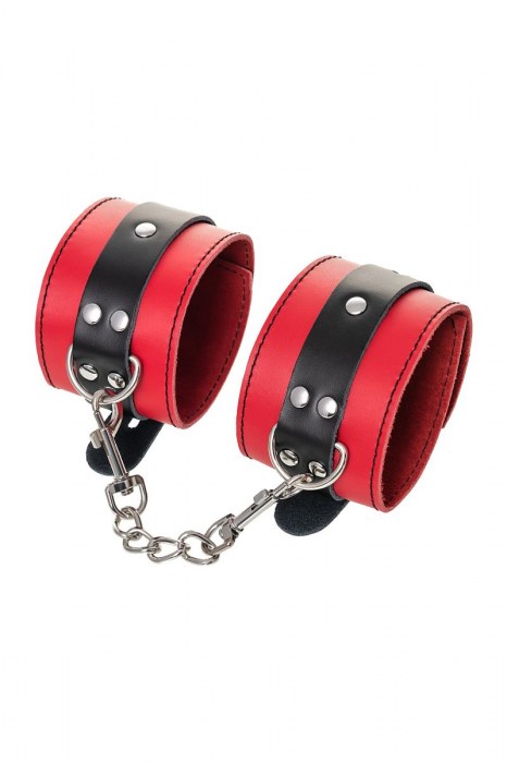 Красно-черные оковы на ноги из кожи - ToyFa - купить с доставкой в Тамбове