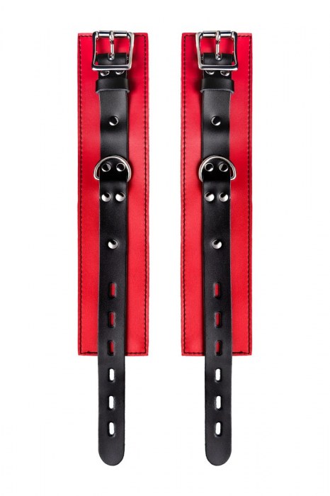 Красно-черные оковы на ноги из кожи - ToyFa - купить с доставкой в Тамбове