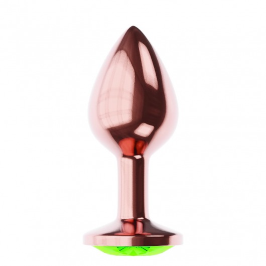 Пробка цвета розового золота с лаймовым кристаллом Diamond Emerald Shine S - 7,2 см. - Lola Games - купить с доставкой в Тамбове