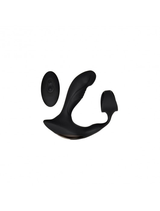 Черный вибромассажер простаты с эрекционным кольцом Strapped   Tapped - Zero Tolerance - в Тамбове купить с доставкой