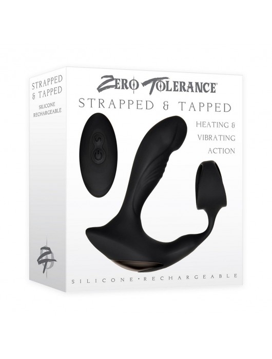 Черный вибромассажер простаты с эрекционным кольцом Strapped   Tapped - Zero Tolerance - в Тамбове купить с доставкой