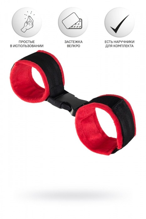 Красно-черные велюровые оковы Anonymo - ToyFa - купить с доставкой в Тамбове