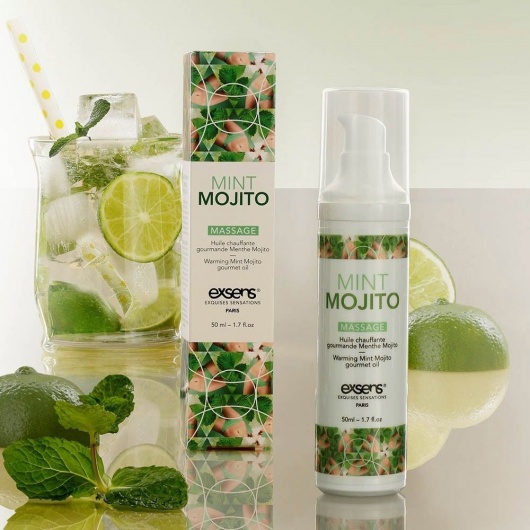 Разогревающее массажное масло с ароматом мохито Gourmet Mint Mojito - 50 мл. - Exsens - купить с доставкой в Тамбове