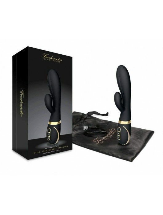 Черный вибратор-кролик Dual Stim Rabbit Vibrator - Fredericks Of Hollywood