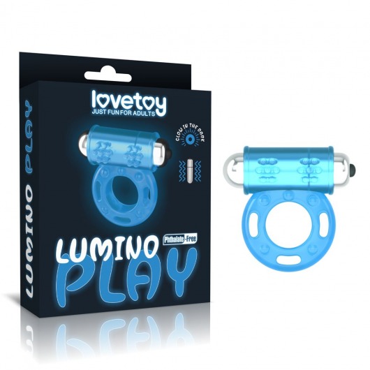 Голубое, светящееся в темноте эрекционное виброкольцо Lumino Play Vibrating Penis Ring - Lovetoy - в Тамбове купить с доставкой