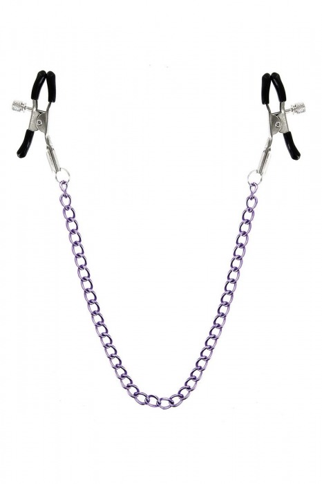 Зажимы для сосков с фиолетовой цепочкой Sweet Caress Nipple Chain - Sweet Caress - купить с доставкой в Тамбове