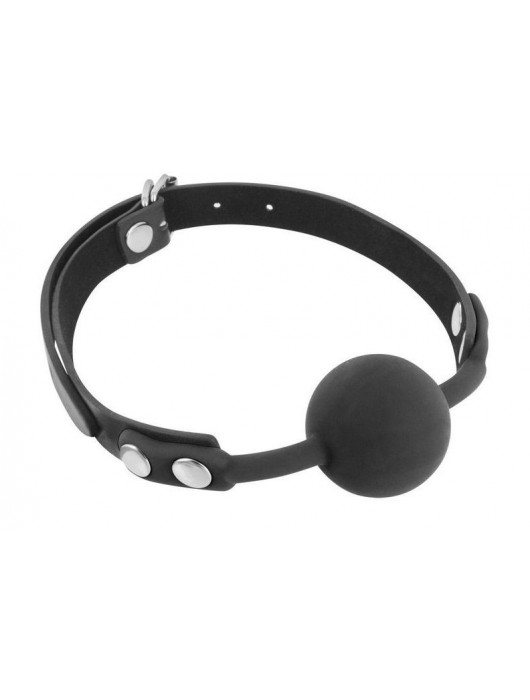 Черный силиконовый кляп-шарик на ремешках - Fetish Tentation - купить с доставкой в Тамбове