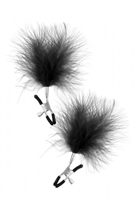 Зажимы на соски с черными пуховыми кисточками Sweet Caress Feather Nipple Clumps - Sweet Caress - купить с доставкой в Тамбове