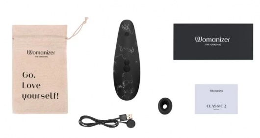 Черный бесконтактный клиторальный стимулятор Womanizer Marilyn Monroe Special Edition - Womanizer