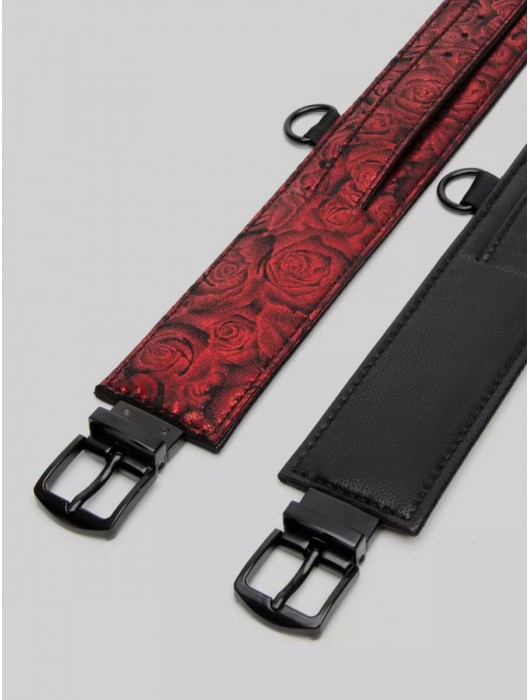 Красно-черные оковы Reversible Faux Leather Ankle Cuffs - Fifty Shades of Grey - купить с доставкой в Тамбове