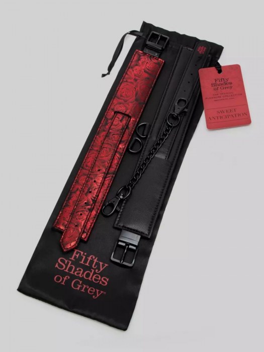 Красно-черные оковы Reversible Faux Leather Ankle Cuffs - Fifty Shades of Grey - купить с доставкой в Тамбове