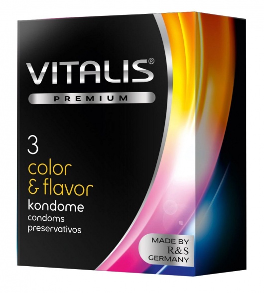 Цветные ароматизированные презервативы VITALIS PREMIUM color   flavor - 3 шт. - Vitalis - купить с доставкой в Тамбове