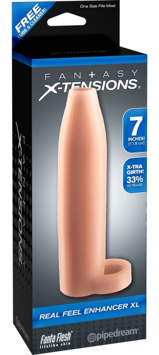 Телесная насадка Real Feel Enhancer XL - 17 см. - Pipedream - в Тамбове купить с доставкой