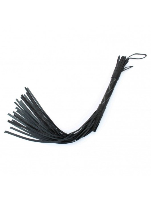 Аккуратная чёрная плетка  из натуральной кожи - БДСМ Арсенал - купить с доставкой в Тамбове