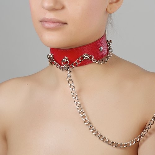 Красный ошейник из натуральной кожи - Sitabella - купить с доставкой в Тамбове