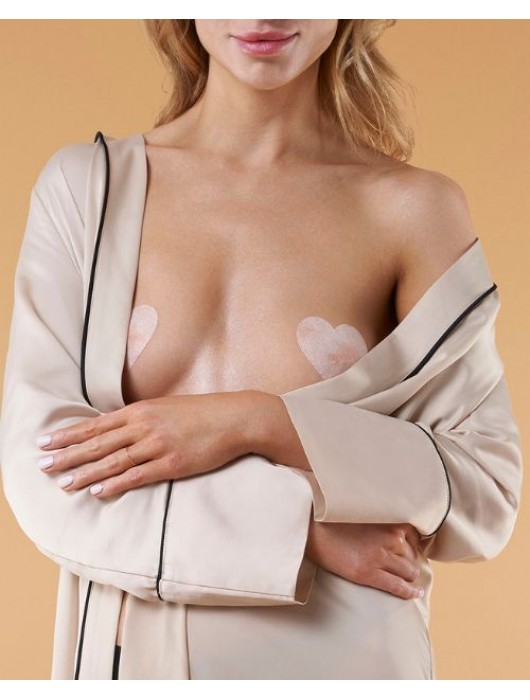 Одноразовые наклейки на соски в форме сердечек - 4 пары - Julimex купить с доставкой