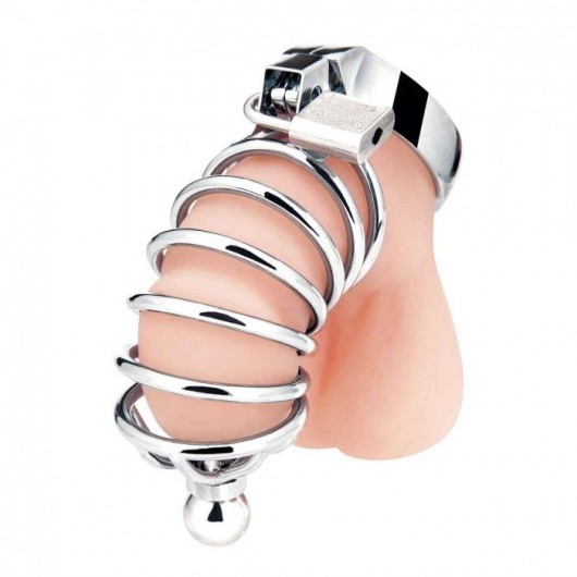 Серебристая клетка для члена Urethral Play Cage - BlueLine - купить с доставкой в Тамбове