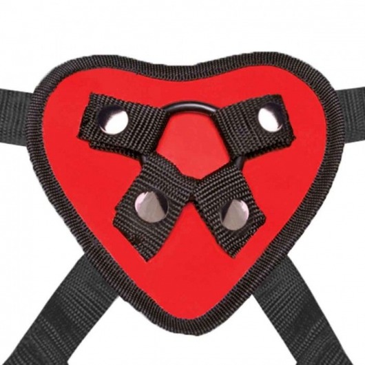 Красный поясной фаллоимитатор Red Heart Strap on Harness   5in Dildo Set - 12,25 см. - Lux Fetish - купить с доставкой в Тамбове
