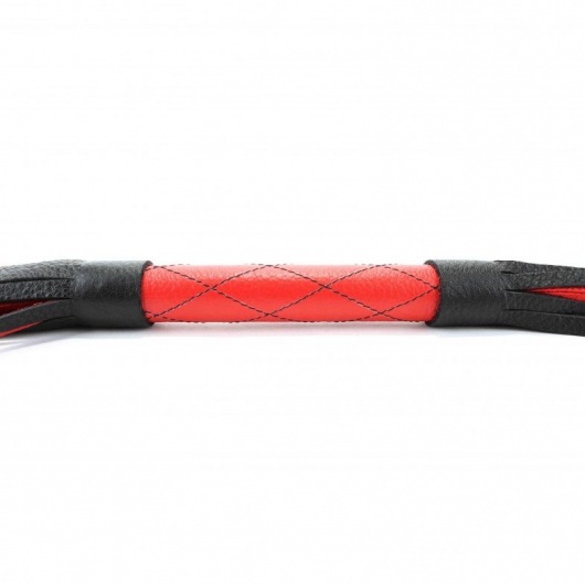Красно-черная кожаная плётка - 51 см. - БДСМ Арсенал - купить с доставкой в Тамбове