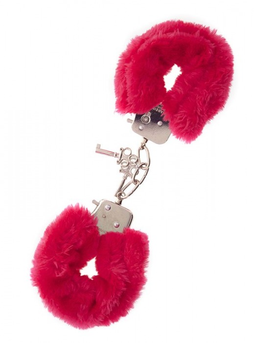 Металлические наручники с красной меховой опушкой METAL HANDCUFF WITH PLUSH RED - Dream Toys - купить с доставкой в Тамбове