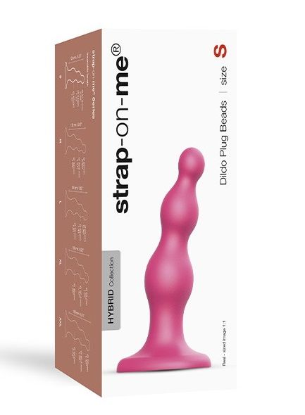Розовая насадка Strap-On-Me Dildo Plug Beads size S - Strap-on-me - купить с доставкой в Тамбове
