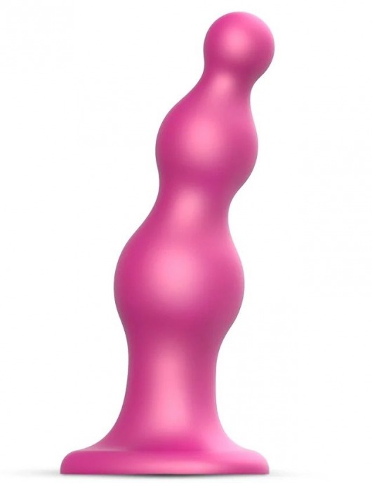 Розовая насадка Strap-On-Me Dildo Plug Beads size L - Strap-on-me - купить с доставкой в Тамбове
