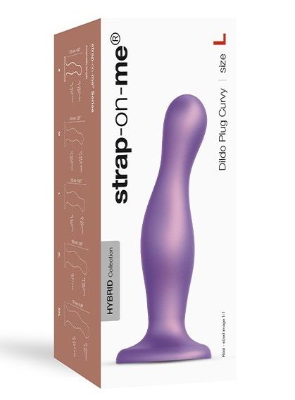 Фиолетовая насадка Strap-On-Me Dildo Plug Curvy size L - Strap-on-me - купить с доставкой в Тамбове