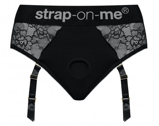 Черные трусики для насадок Diva Lingerie Harness - size S - Strap-on-me - купить с доставкой в Тамбове