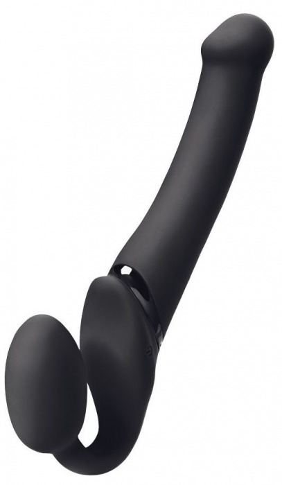 Черный безремневой вибрострапон Silicone Bendable Strap-On - size XL - Strap-on-me - купить с доставкой в Тамбове