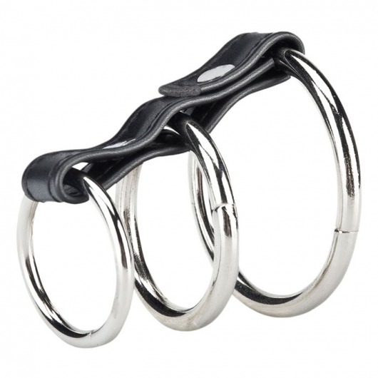 Хомут на пенис из трех металлических колец 3 RING GATES OF HELL - BlueLine - в Тамбове купить с доставкой