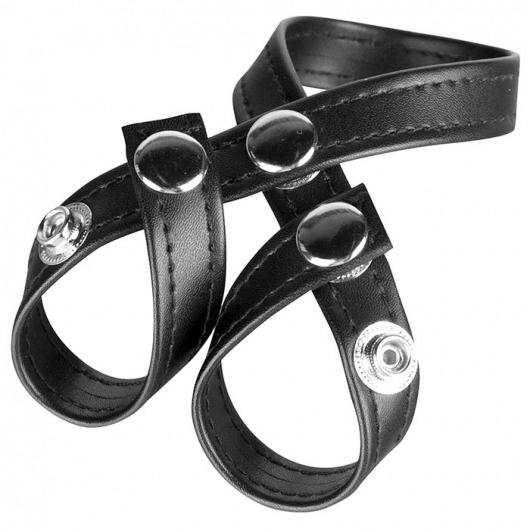 Разделитель мошонки из искусственной кожи на клепках 8 STYLE BALL DIVIDER - BlueLine - купить с доставкой в Тамбове