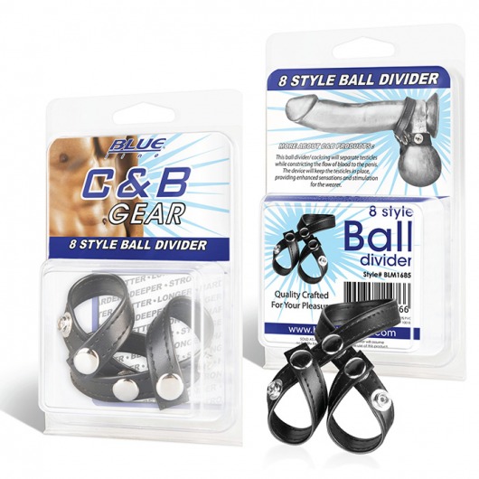 Разделитель мошонки из искусственной кожи на клепках 8 STYLE BALL DIVIDER - BlueLine - купить с доставкой в Тамбове