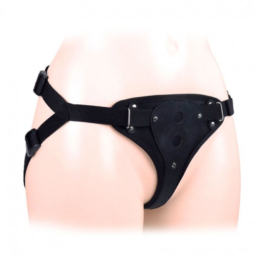 Черный пояс-трусики в комплекте с коннектором и насадкой - Notabu - купить с доставкой в Тамбове