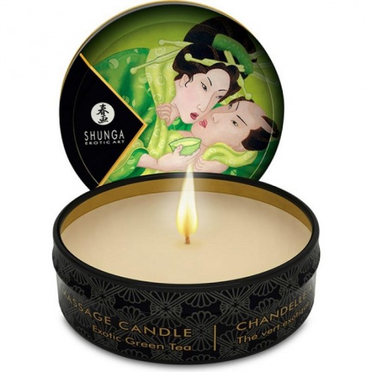 Массажная свеча Exotic Green Tea с ароматом зелёного чая - 30 мл. - Shunga - купить с доставкой в Тамбове