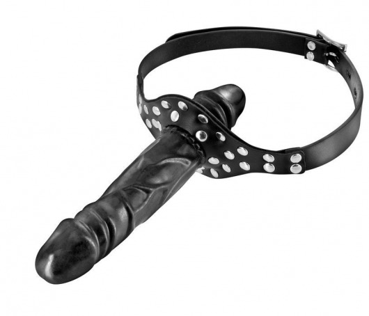 Черный кляп-фаллоимитатор Double Penis Gag - Fetish Tentation - купить с доставкой в Тамбове
