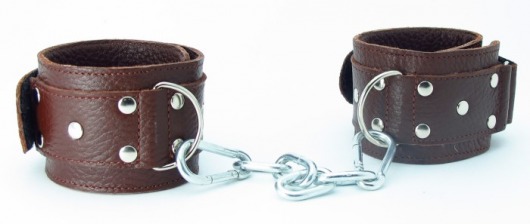 Коричневые кожаные оковы с клепками - БДСМ Арсенал - купить с доставкой в Тамбове