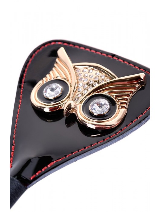 Чёрный стек с совой на кожаном наконечнике - 24 см. - ToyFa - купить с доставкой в Тамбове