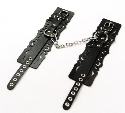 Узорчатые кожаные оковы с регулируемыми ремешками - Crazy Handmade - купить с доставкой в Тамбове