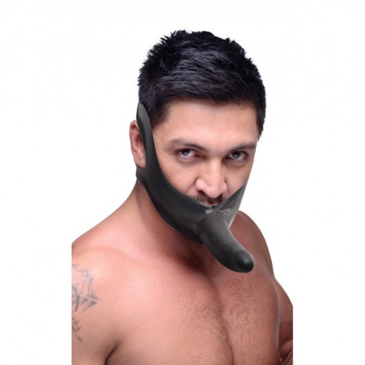Черный кляп-страпон Masters Mini Face Fuck Strap-On - 14 см. - XR Brands - купить с доставкой в Тамбове
