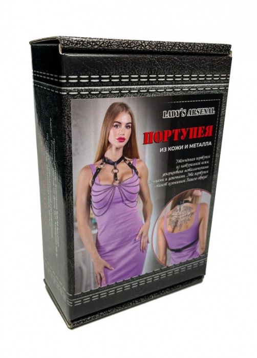 Утончённая портупея с металлическими кольцами и цепочками - БДСМ Арсенал - купить с доставкой в Тамбове